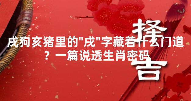 戌狗亥猪里的"戌"字藏着什么门道？一篇说透生肖密码